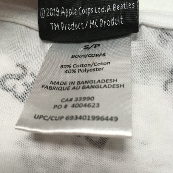 💐The Beatles Cropped Cotton Tee Sz S Spellout Toss White - Picture 4 of 4